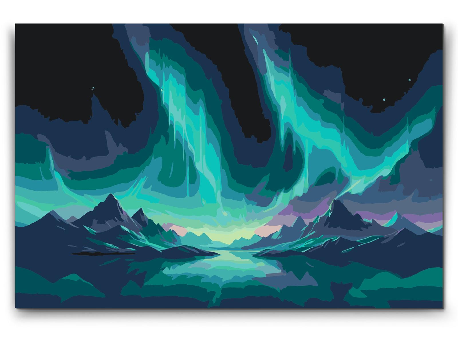 Painting by Numbers - Aurora over the mountains